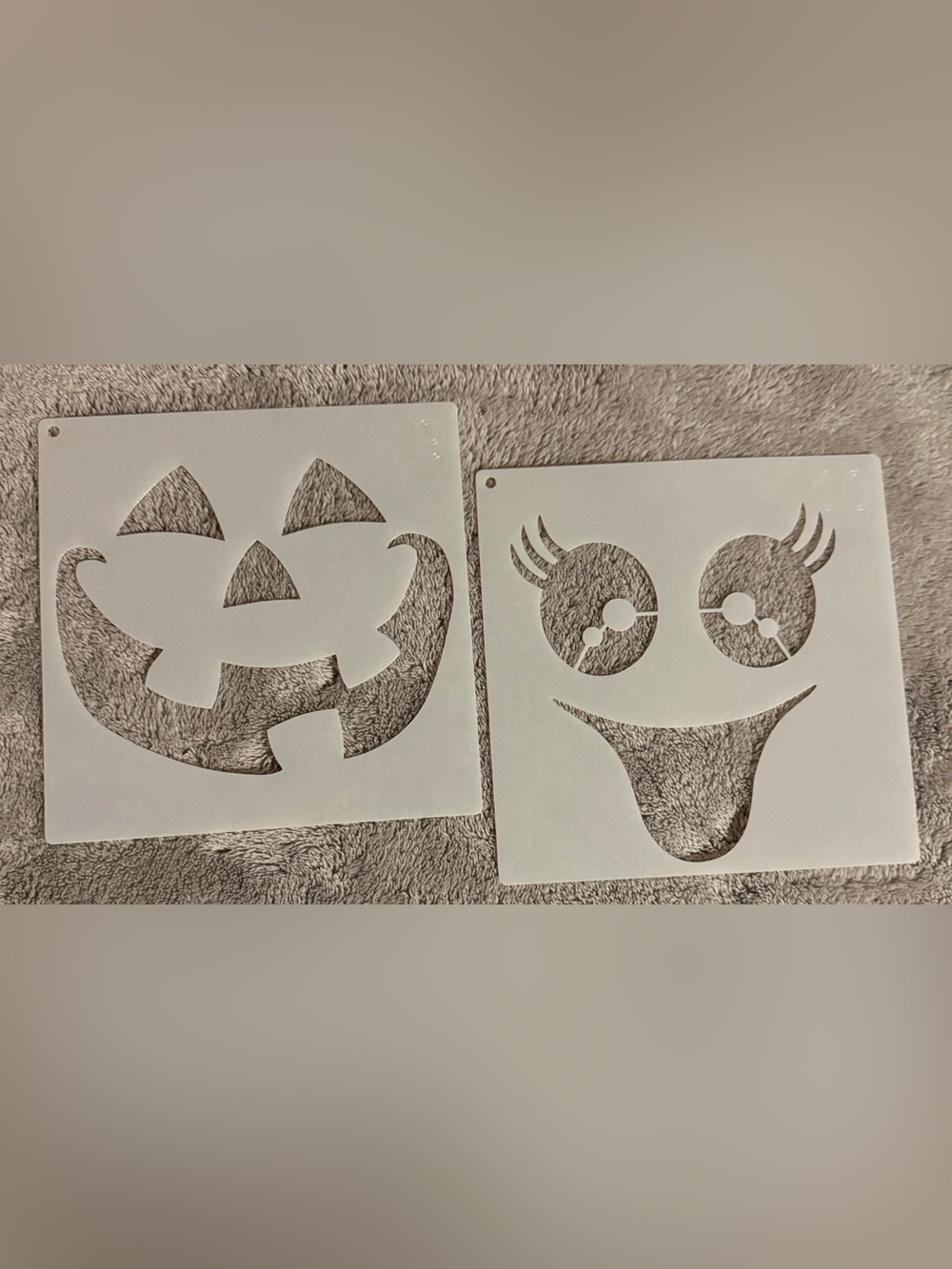 Set of 2 Pumpkin & Ghost Face Stencils for Arts & Crafts & Decor